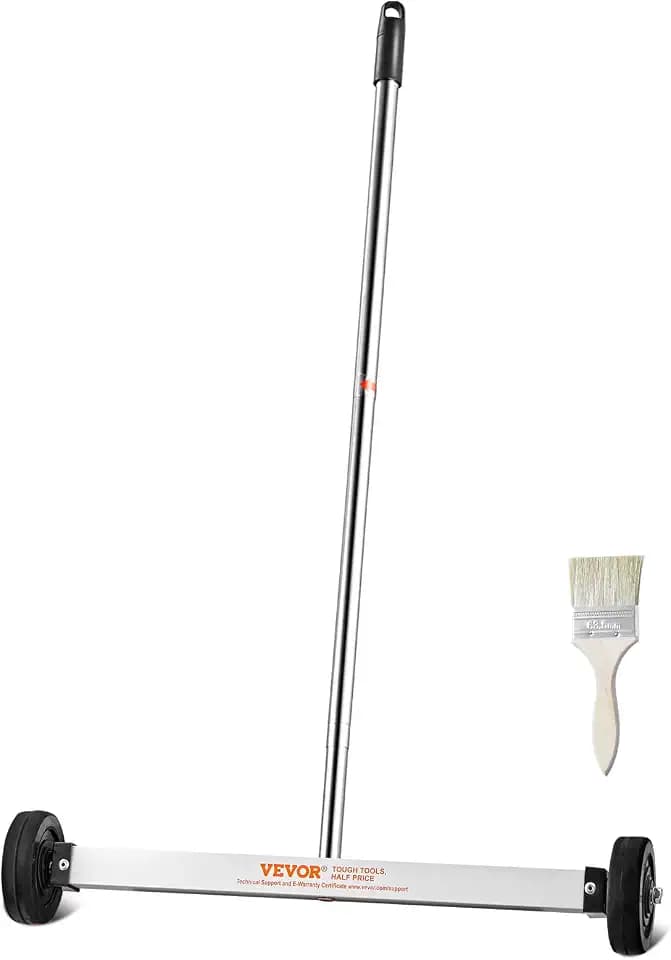 VEVOR Magnetic Pick Up Sweeper 17-inch Heavy Duty Magnet Pickup Lawn Sweeper Roofing Tools, 10 Lbs Yard Magnet with Telescoping Holder and Wheels to Pick Up Nails Magnetic Sweeper for Construction
