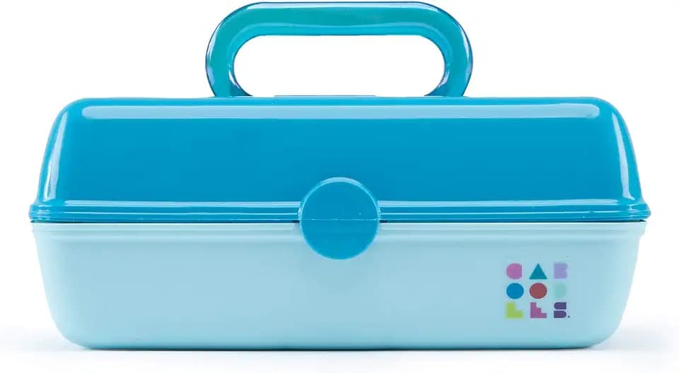 Caboodles Pretty In Petite - Forever Fun Makeup Organizer Compact Carrying Cosmetic Case, Turquoise Over Sky, 1 count