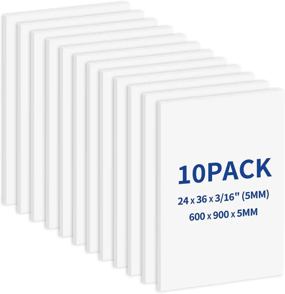 Zzrywuty Foam Board, 24 x 36 Inch, 10 Pack, White 5mm Foam Core Board