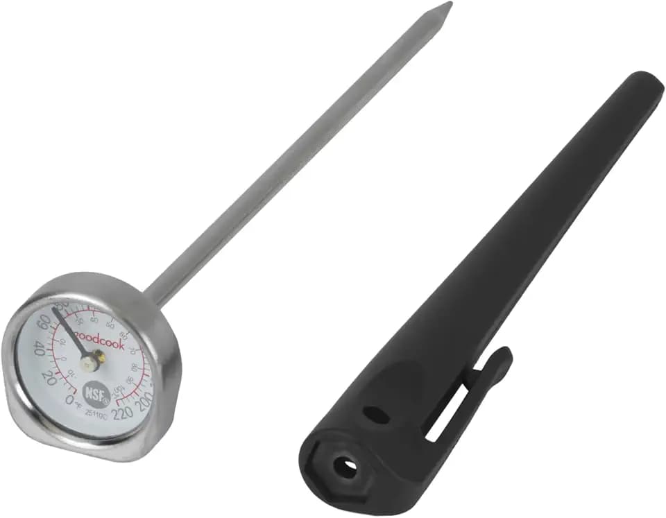 GoodCook Everyday Digital Instant Read Thermometer, LCD Display, Stainless Steel Probe, Recalibratable, Includes Protective Pocket Sleeve