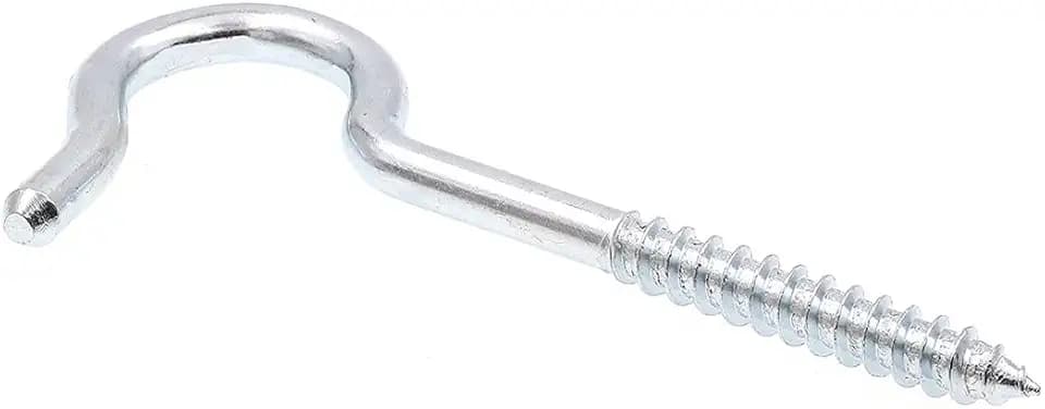 Prime-Line 9068359 Round Bend Screw Hooks, 1/4 In. X 4-1/8 In., Zinc Plated Steel (10 Pack)