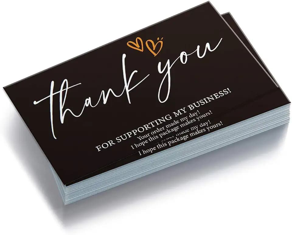 50 Black & White Simple Design Thank You Cards Thank You for Supporting My Business Cards (3.5 x 2 Inches) for Online, Retail Store, Handmade Goods, Customer Package Inserts, Back Blank