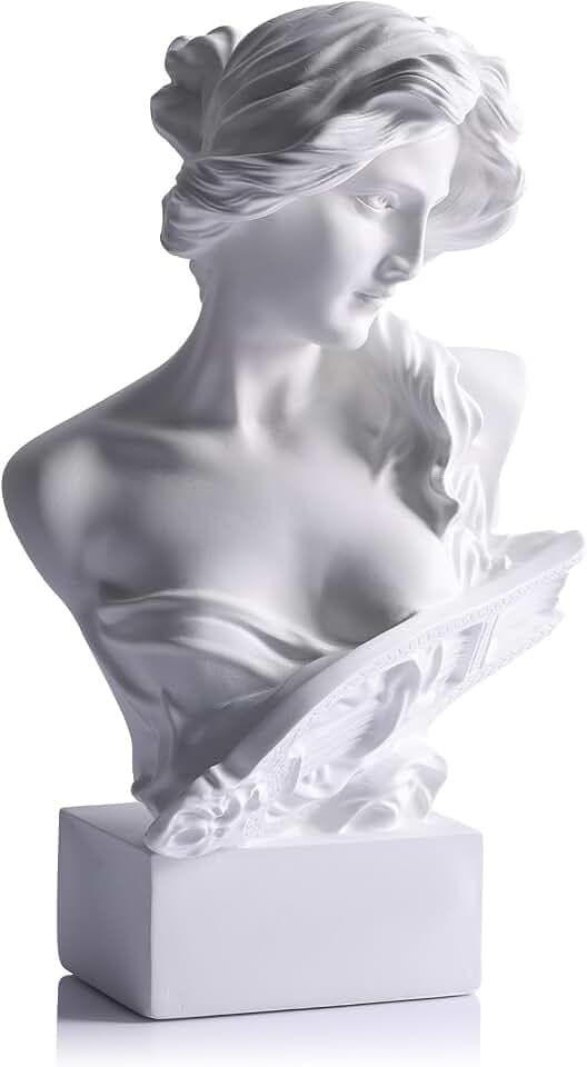 11.8" H Greek Mythology Bust Statue Decor,Artemis Statues Roman Goddess Figurines,Used for Sketch Practice Aesthetics Statues and Sculptures and Indoor Filling Space for Living Room, Bedroom (White)