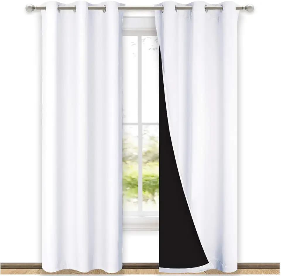 NICETOWN Pure White Blackout Curtains for Nursery 42" w x 84" L 2 Panels