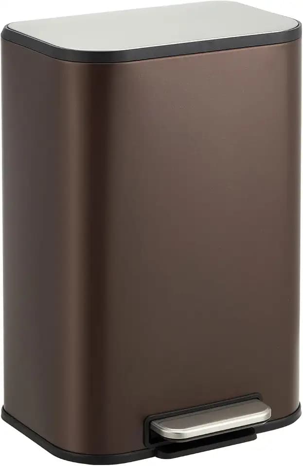 GarveeHome 3.2 Gal Stainless Steel Bathroom Trash Can with Lid, Brown