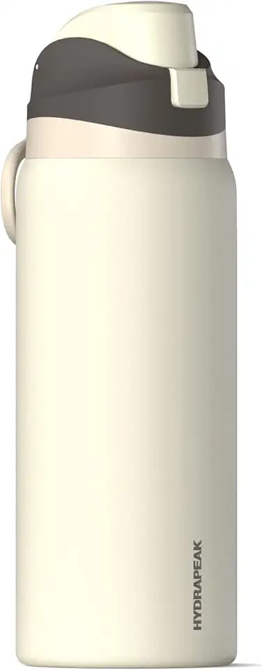 Hydrapeak Oasis 32oz Insulated Water Bottle with Locking Chug Lid & Handle, Leakproof Stainless Steel Travel Tumbler for School, Gym & Everyday Hydration (Ivory)