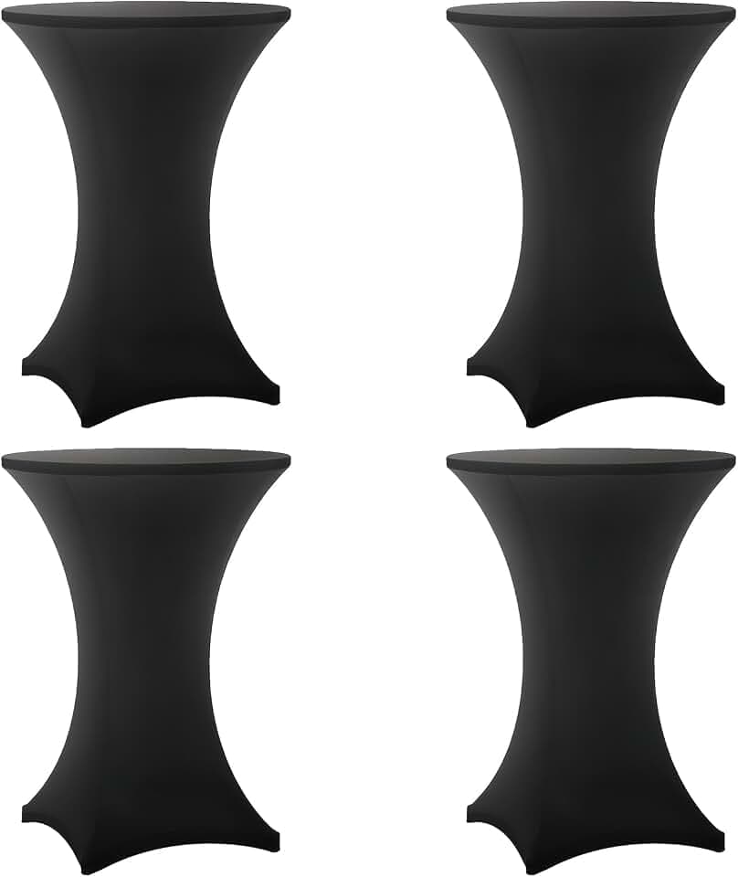 Cocktail Table Covers - 4 Pack 32x43 Inch Table Cloth - Black