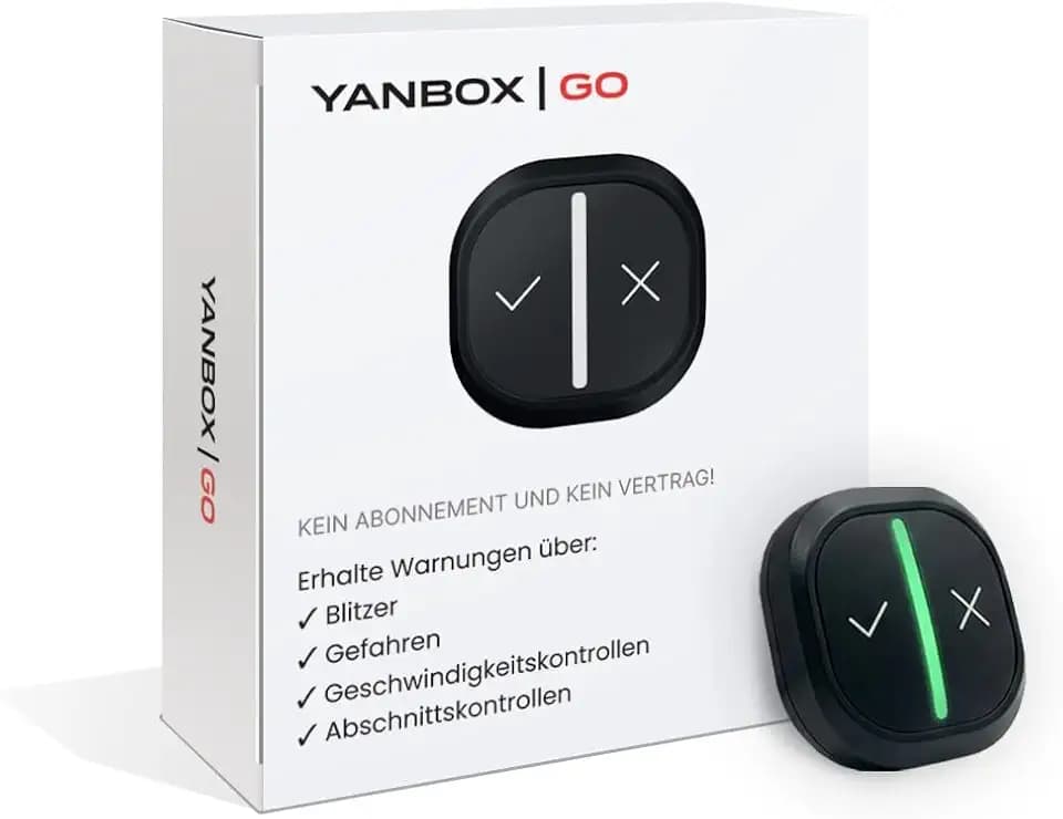 YANBOX GO Smarter CO Driver fürs Auto, Echtzeit Warnungen vor Blitzern, Abschnittskontrollen,Gefahren und Unfälle, LED Lichtanzeige, wiederaufladbar, europaweit, App erforderlich, Android, iOS