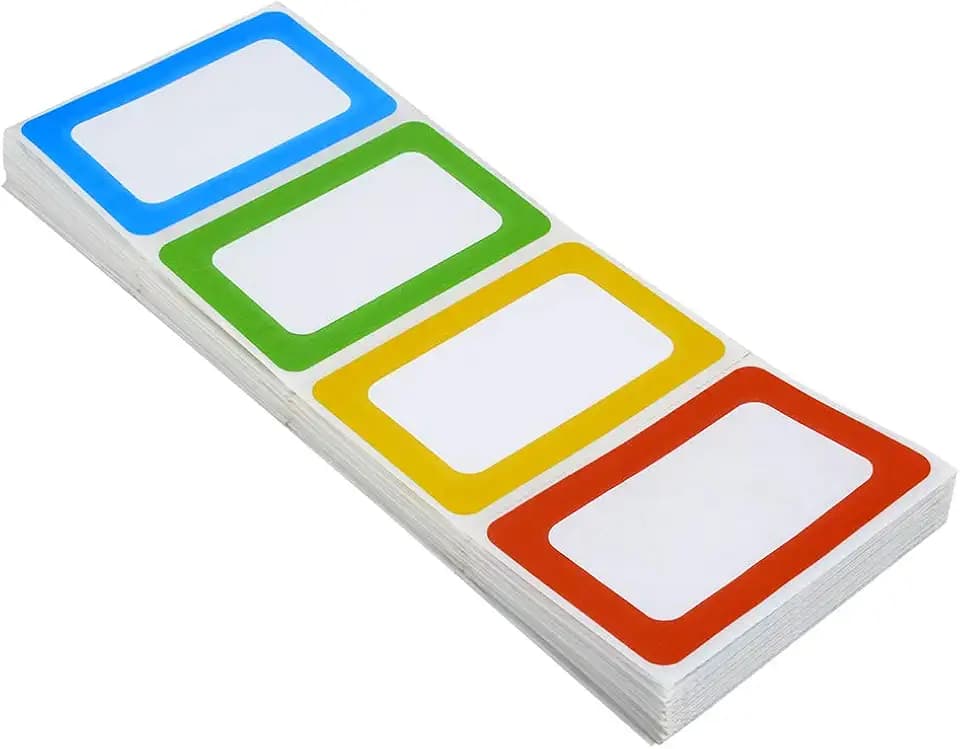 Plain Name Tag Stickers Colorful Border Name Tag Labels - 200 Stickers (3.5 x 2.25 inch)