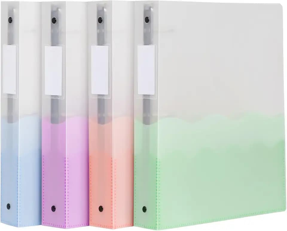 Oxford Flexible Binders, 4 Pack, Assorted Colors, 1 Inch 3 Ring Binder, Holds 225 Sheets, Wave Design with 4 Interior Pockets, Flexible Cover for School, Home, and Office