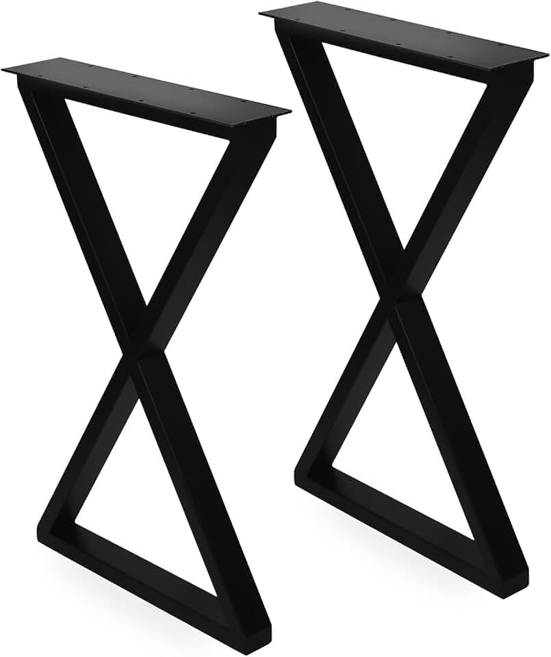 ALLCOS Bench Legs 24 Inch Metal Coffee Table Legs Heavy Duty Table Legs Iron Bench Legs, Black, Set of 2