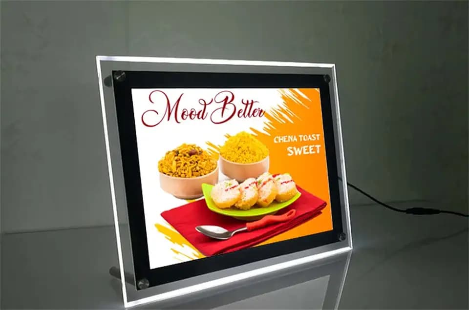 A4 Crystal LED Backlit Picture Photo Frame Display Lighting Box Sign for Home Business Office Wall Poster Lights