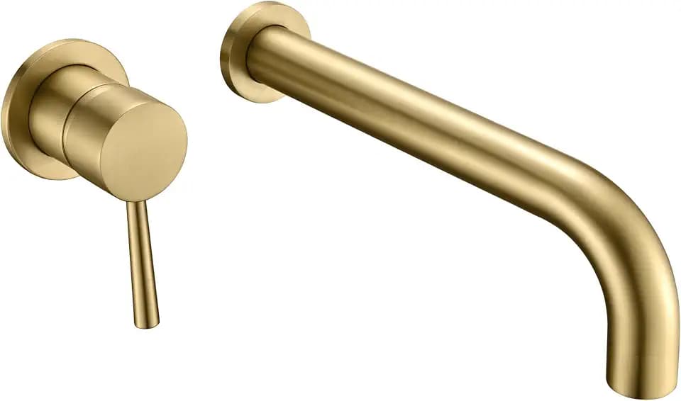 sumerain Tub Filler Wall Mount Roman Tub Faucet Brushed Gold Single Left-Handed Handle Brass Bathtub Faucet