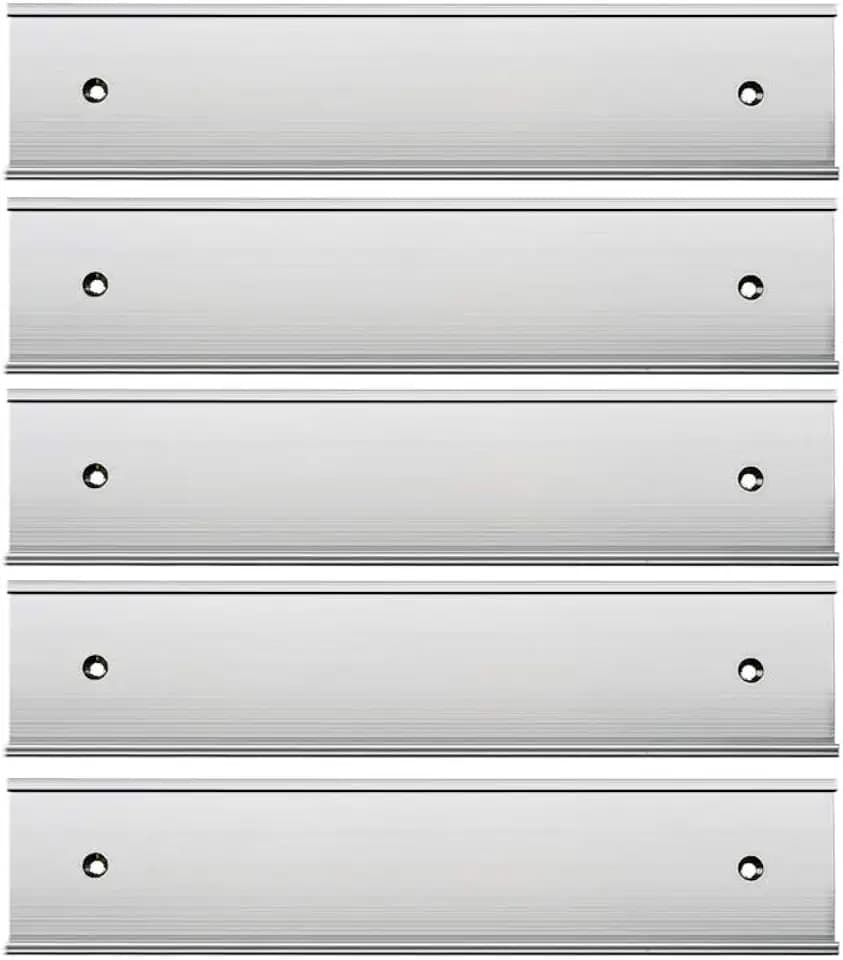 5Pack 2“ × 10” Nameplate Holder for Wall or Door -Silver