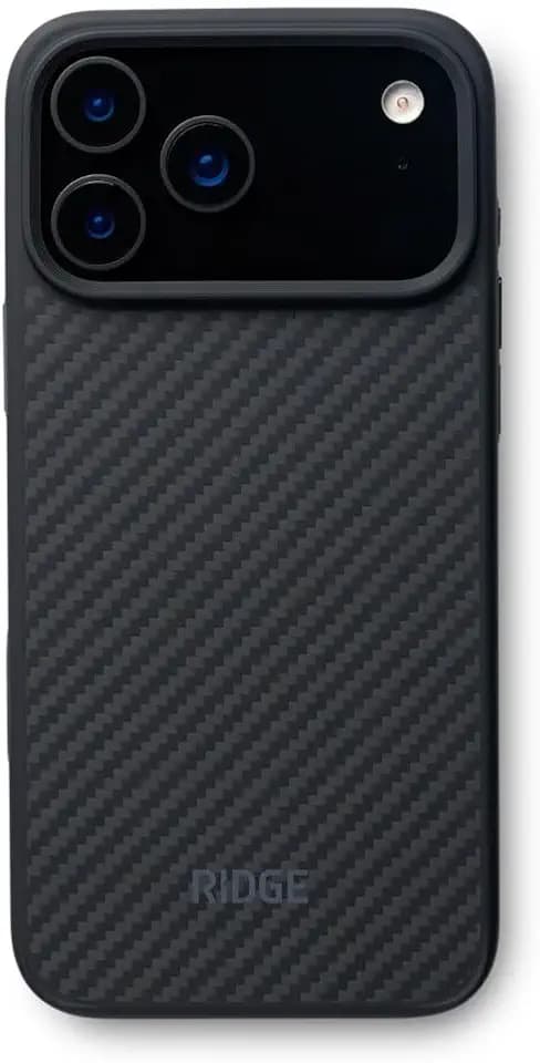Ridge Hülle kompatibel mit iPhone 17 Pro Max – kompatibel mit Magsafe und kabellosem Laden, Aluminium-Steuertasten, zweilagige Konstruktion, TPU-Stoßfänger mit Fallschutz (Carbon)