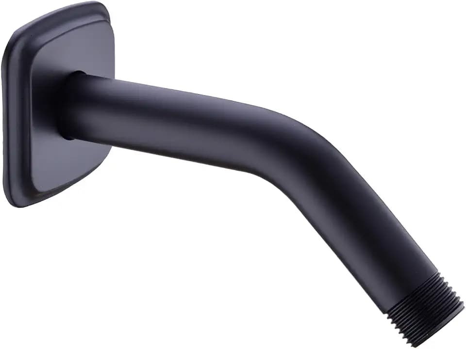 TRUSTMI 6-Inch Angled Shower Arm with Flange, Solid Stainless Steel, Wall Mounted Replacement Extension Tube for Fixed Shower Head, Matte Black