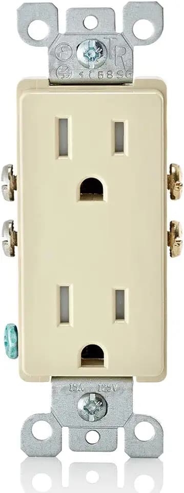 Leviton 15 Amp Decora Tamper-Resistant Duplex Electrical Wall Outlet, T5325-I, Ivory