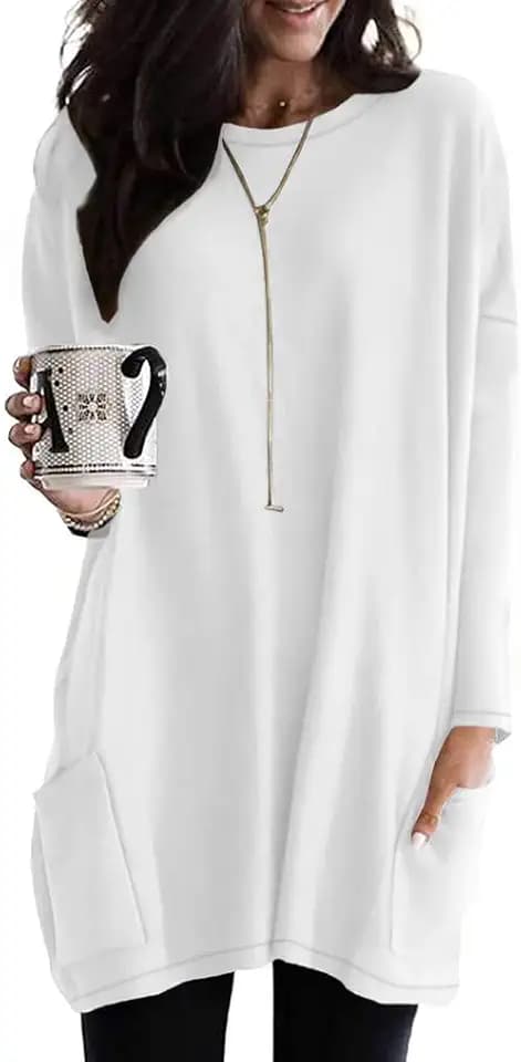 Poetsky Long Sleeve Womens Tops Dressy Casual Tunics to Wear with Leggings