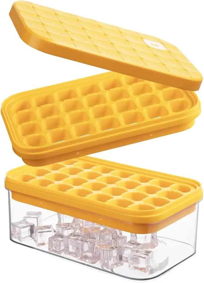 Brigii Ice Cube Tray with Lid & Storage Bin, 56 Cubes Ice Trays for Freezer