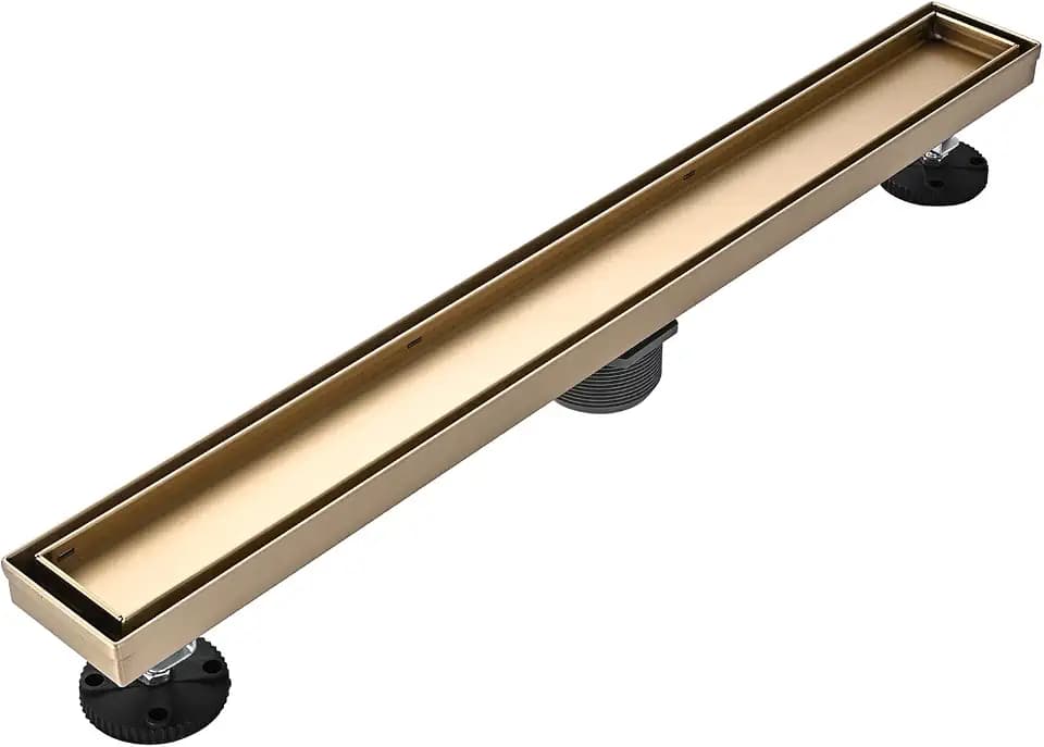 AVSIILE Linear Shower Floor Drain, Brushed Gold 24 Inch athroom Drains Kit