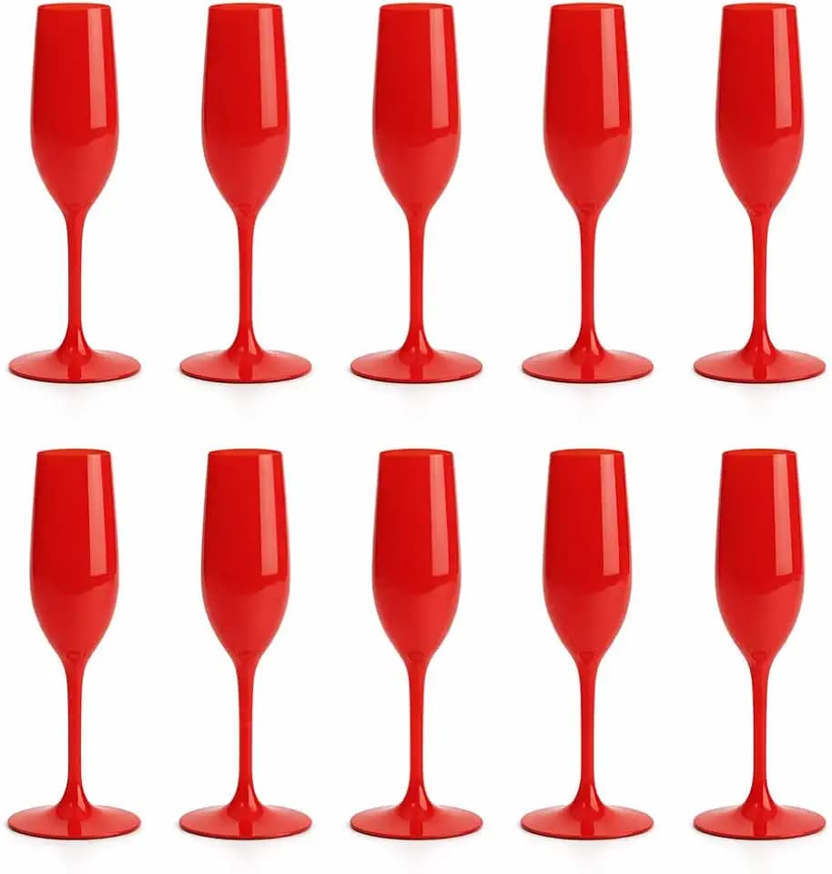 Red Cup Living-5 Oz Red Reusable Plastic Wine Cups with Stem | Shatterproof Goblets for Parties & Events | Dishwasher Safe Drinkware- Pack of 12