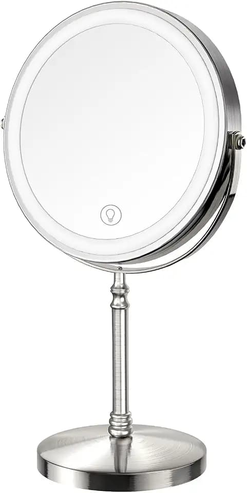 DEIOVWXS Makeup Mirror, Rechargeable Vanity Mirror with 3 Lights, 1X/10X