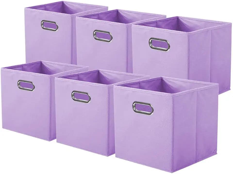 ShellKingdom Storage Bins, Foldable Fabric Storage Cubes with Metal Handle