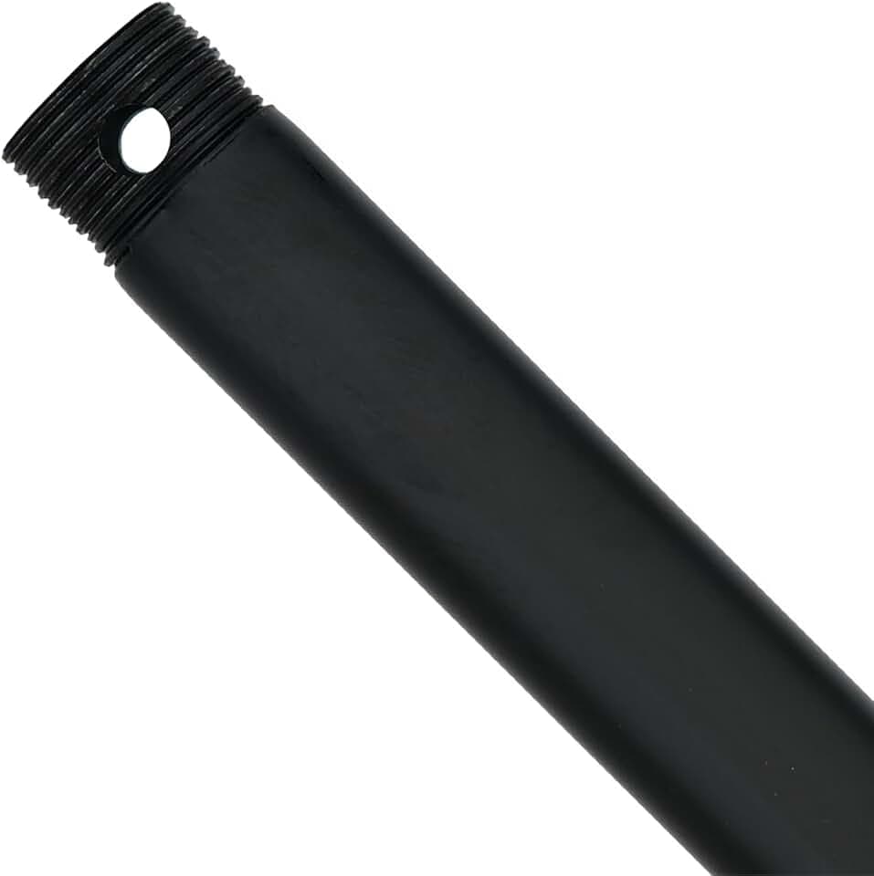 24 inch Ceiling Fan Downrod Threaded, 2 FT Ceiling Fan Extension Rod With Threads, 1 inch Outside Diameter, Ceiling Fan Boom Suitable for a Wide Range of Fans (Black, With Threaded)