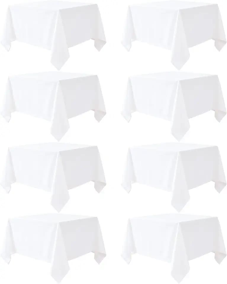 White Square Tablecloth 54 x 54 Inch, 8 Pack