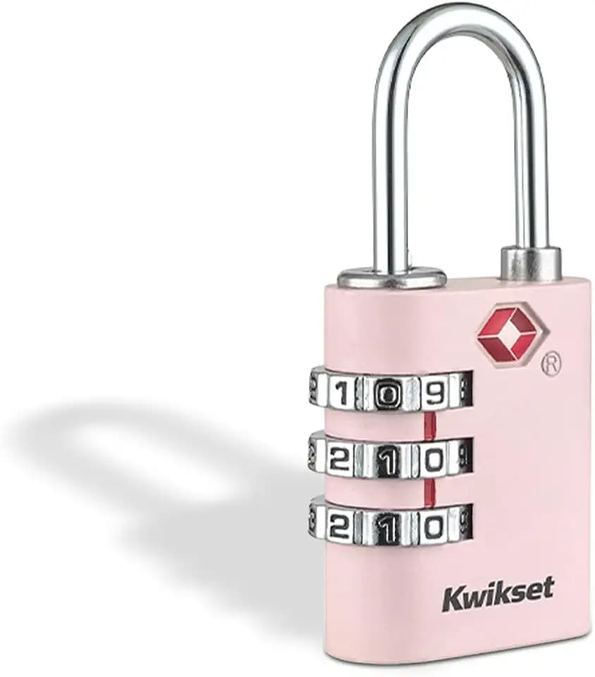 Kwikset TSA Approved Combination Luggage Lock, 3-Digit, 1-Pack, Pink