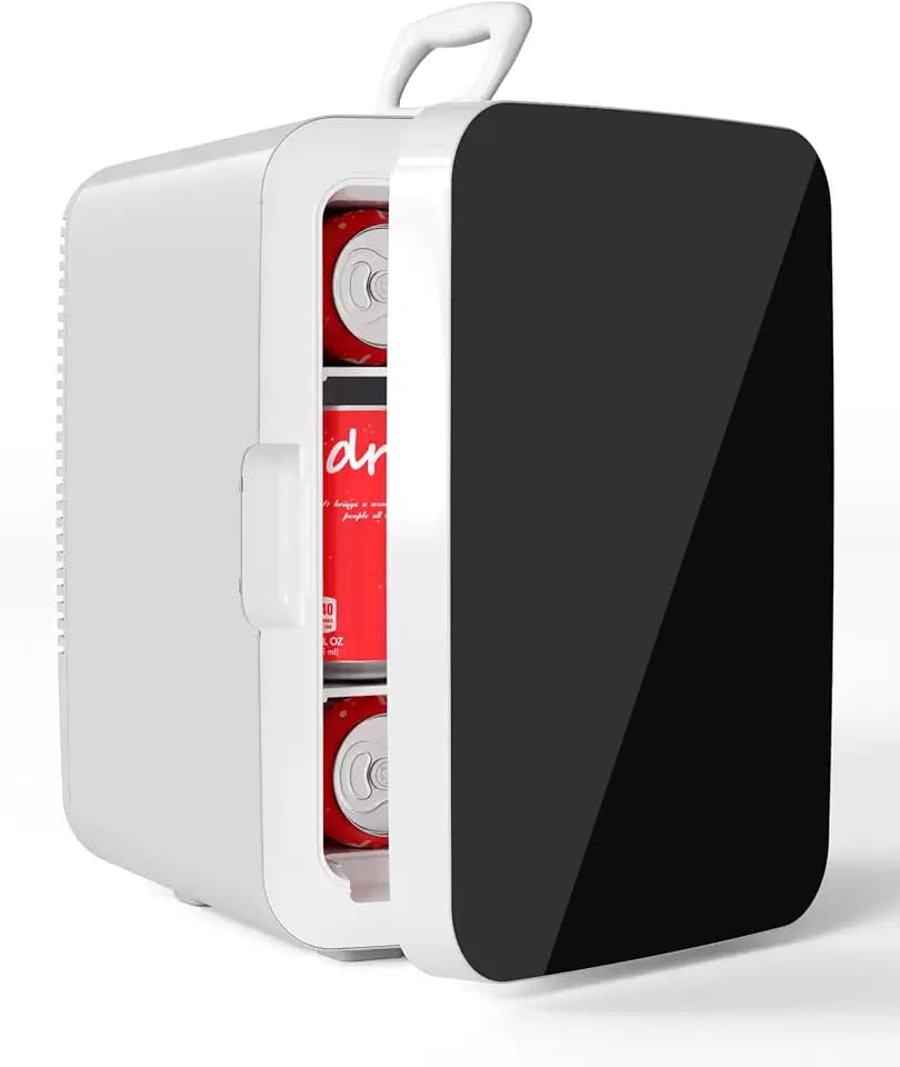 Electactic 10L Compact Mini Fridge, 2.6 Gal Portable Small Refrigerator with AC/DC Adapters, Quiet Personal Desktop Fridge for Skincare, Cosmetics, Makeup, Beverage & Food, Classic White