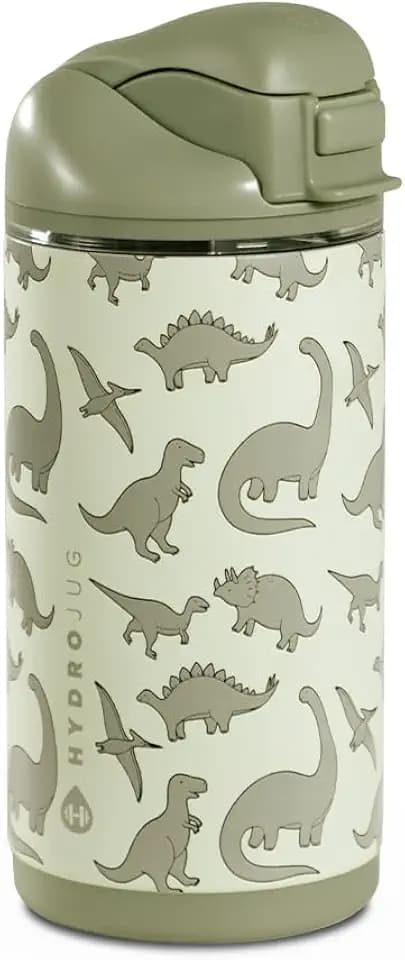 HydroJug Ease2o 14oz Kids Water Bottle with Straw & Chug Lid, Dinosaur
