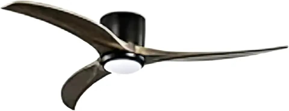 MEGAWISE 52 Inch Solid Wood Ceiling Fan with Lights, Remote Control, 6 Speeds,Noiseless,Reversible DC Motor (Black)