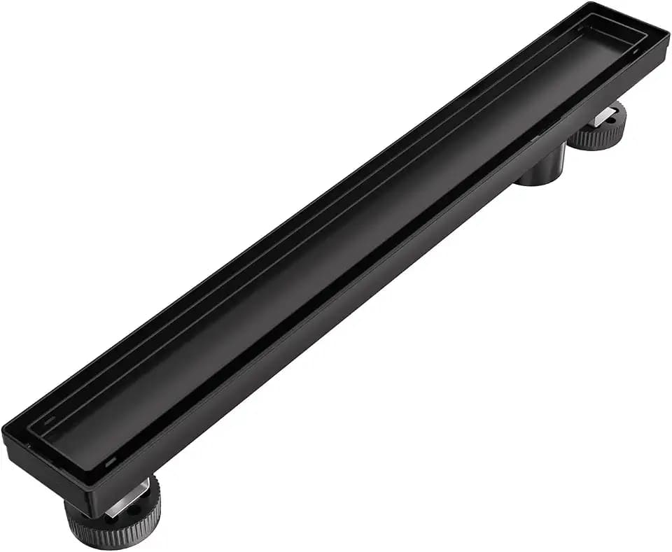 EXF Offset Linear Shower Drain 20 Inch Matte Black with Tileable Cover