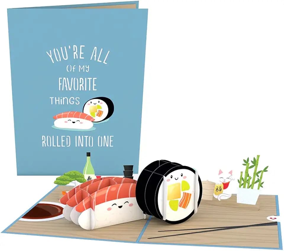 Lovepop Sushi Pop-Up Birthday & Thank You Card with Notecard & Envelope