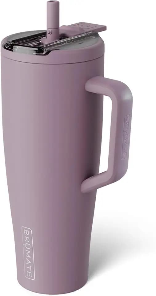 BrüMate Era Flip 40oz Tumbler with 100% Leakproof Covered Straw Lid | Hygienic Covered Straw | Insulated Stainless Steel Water Bottle with Handle | Cup Holder Friendly | BPA-Free (Lilac Dusk)