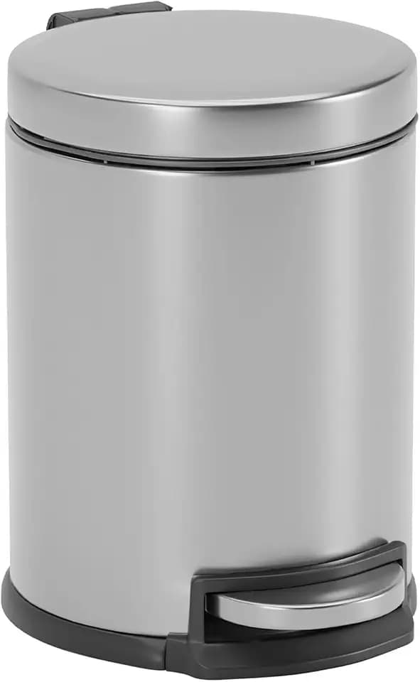 FDW Small Trash Can Stainless Steel Trash Bin with Removable Bucket 5L/1.32Gallon Foot Pedal Modern Design for Bathroom,Bedroom,Office or Resturant (1)