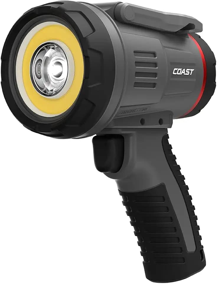 Coast LS20R 2500 Lumen Waterproof Rechargeable Spotlight, 1/4 Mile Rand, 20 Hour Runtime, Spot & Flood Beams, IP67, Floats in Water