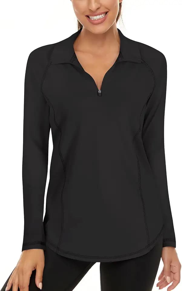 LURANEE Womens UPF 50+ Long Sleeve 1/4 Zip Pullover Athletic Hiking Running Workout Tops