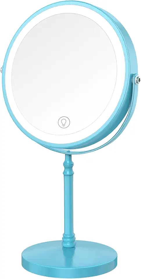 DEIOVWXS Makeup Mirror, Rechargeable Vanity Mirror with 3 Lights, 1X/10X