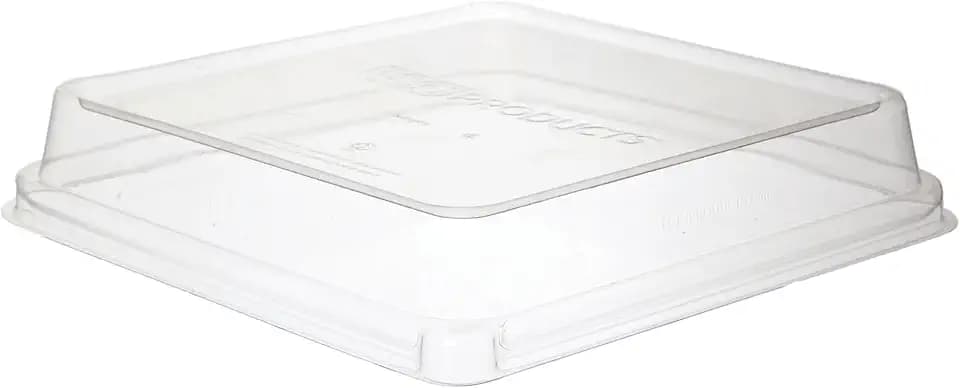Eco-Products Recycled 9" To Go Container Dome Lids, Case of 200, Dome Covers, Fits 47oz Square Boxes, 100% Recycled PET From Plastic Bottles, Clear For Visibility