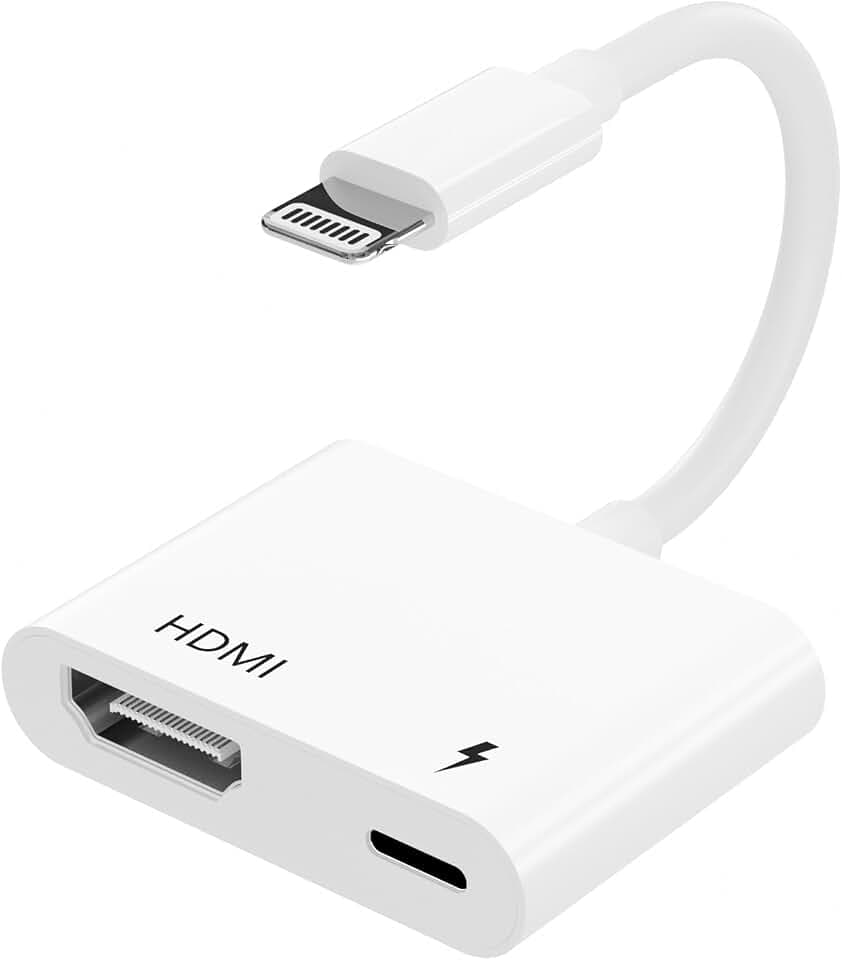 HDMI-Adapter für iPhone auf TV, Lightning HDMI Adapter –Kein Strom Erforderlich, iPhone-auf-HDMI-Kabel,Sync-Bildschirmanschluss,Kompatibel,mit,Phone14/13/12/11/XR/XS/X/8/7/Pad