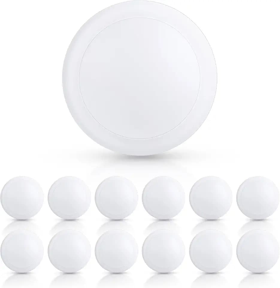 ECOELER LED Disk Lights, 5/6 Inch Surface Mount/Recessed Downlight, 12 Pack