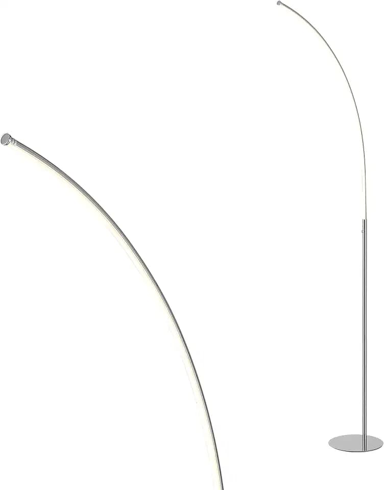 JONATHAN Y Curva 64" Modern Metal Integrated LED Floor Lamp, Chrome