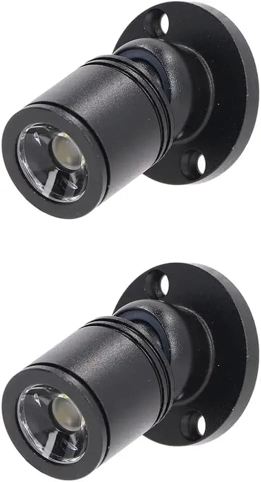 Dimmable 12V LED Mini Spotlights for Display - 1.5W Warm White 3000K, Small Spotlights for Displays with Dimmer, Black - Set of 2