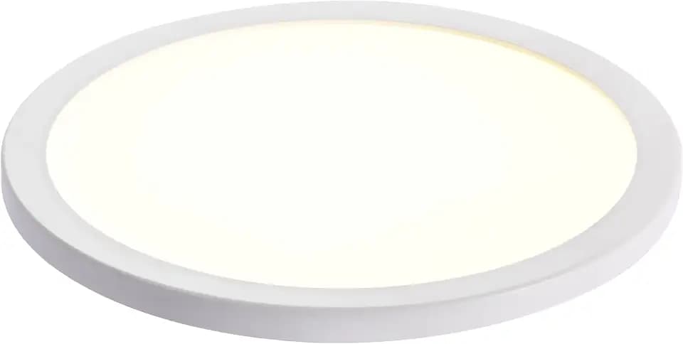 Edvivi Flush Mount Ceiling Light Fixture, 12 in. Matte White Round Flat 3000K 4000K 5000K Integrated LED Downlight Modern Dimmable Disk Lighting Fixtures with Acrylic Shade for Hallway Kitchen Foyer