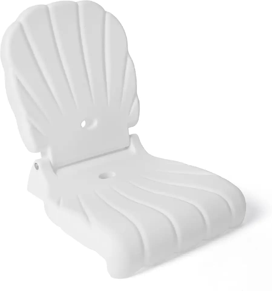 Step2 Seashell Flip Seat, Adult Portable Outdoor Chair for Poolside, Camping, Beach, Stadium, Providing Back Support, Made of UV20 Durable Plastic, Incredible White