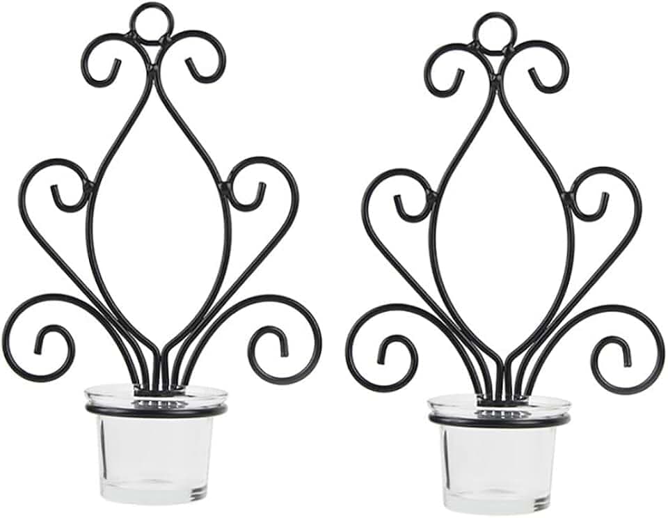 Alnicov 2Pcs Art Candle Hanging Candle Holder,Wall Iron Candle Sconce Holders,Tea Light Pillar Candlestick Stand Home Decoration for Living Room Weddings Party