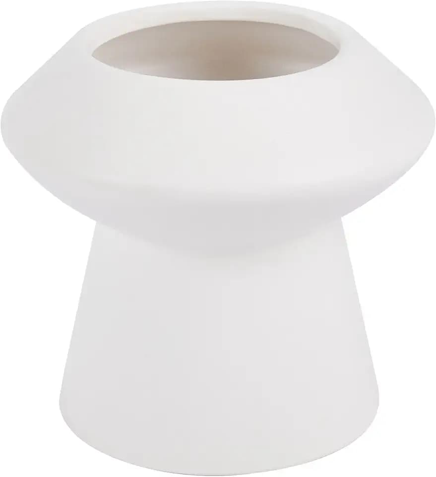 Restaurantware-Table Art Flower Vase, 1 Mushroom Decorative Vase - Minimalist, Modern, White Ceramic Piece, Use Fresh Or Artificial Flowers, For Kitchen, Home, Living Room, Office, And More