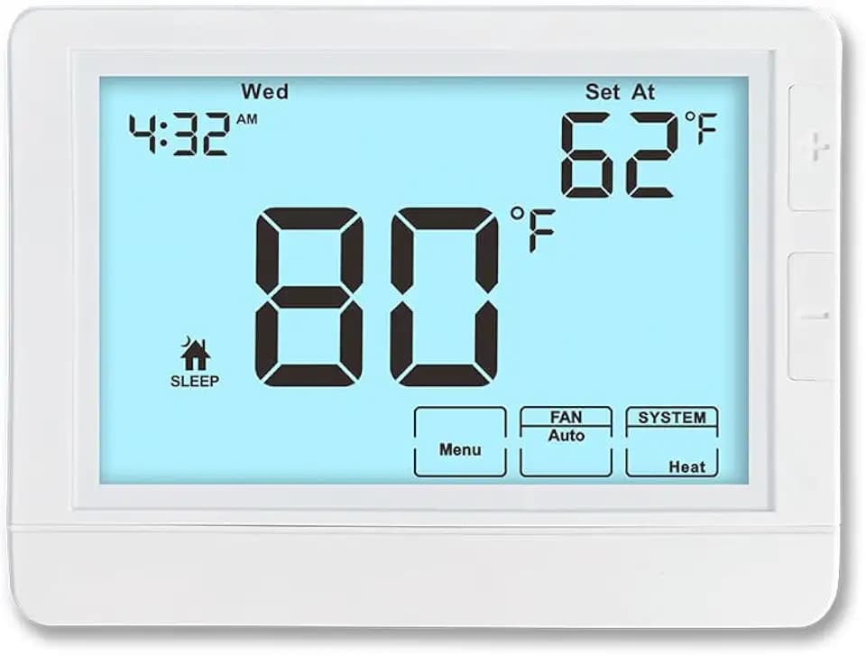 Programmable Thermostat for House, Auto Changeover Heat Pump Thermostat for Multi-Stage,2H/2C Conventional Systems or 4H/2C – Automatic Switching Between Heating & Cooling Modes, White Backlight